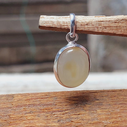 Natural Gray Agate Slice Pendant,925 Sterling Silver Light Gray Agate Necklaces