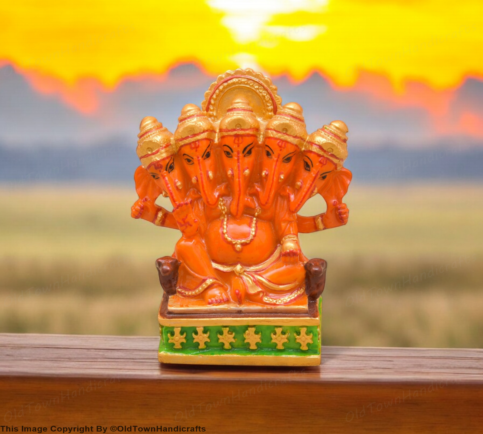 Handcrafted Panchmukhi Ganesh Ji Statue Polyresin Idol for Gift & Home Decor