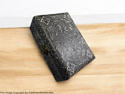 Handcrafted Antique Multipurpose Box jewellery Oxidised Silver Flower Design