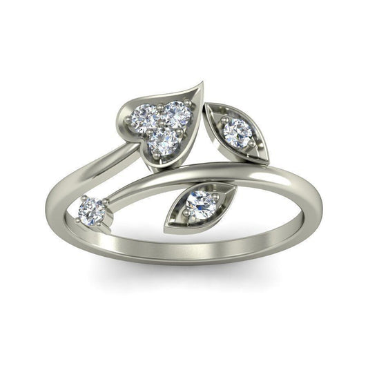 925 Silver Leaf Zircon Ring Dazzling White Cubic Zirconia Handmade Ring Us5~ 15