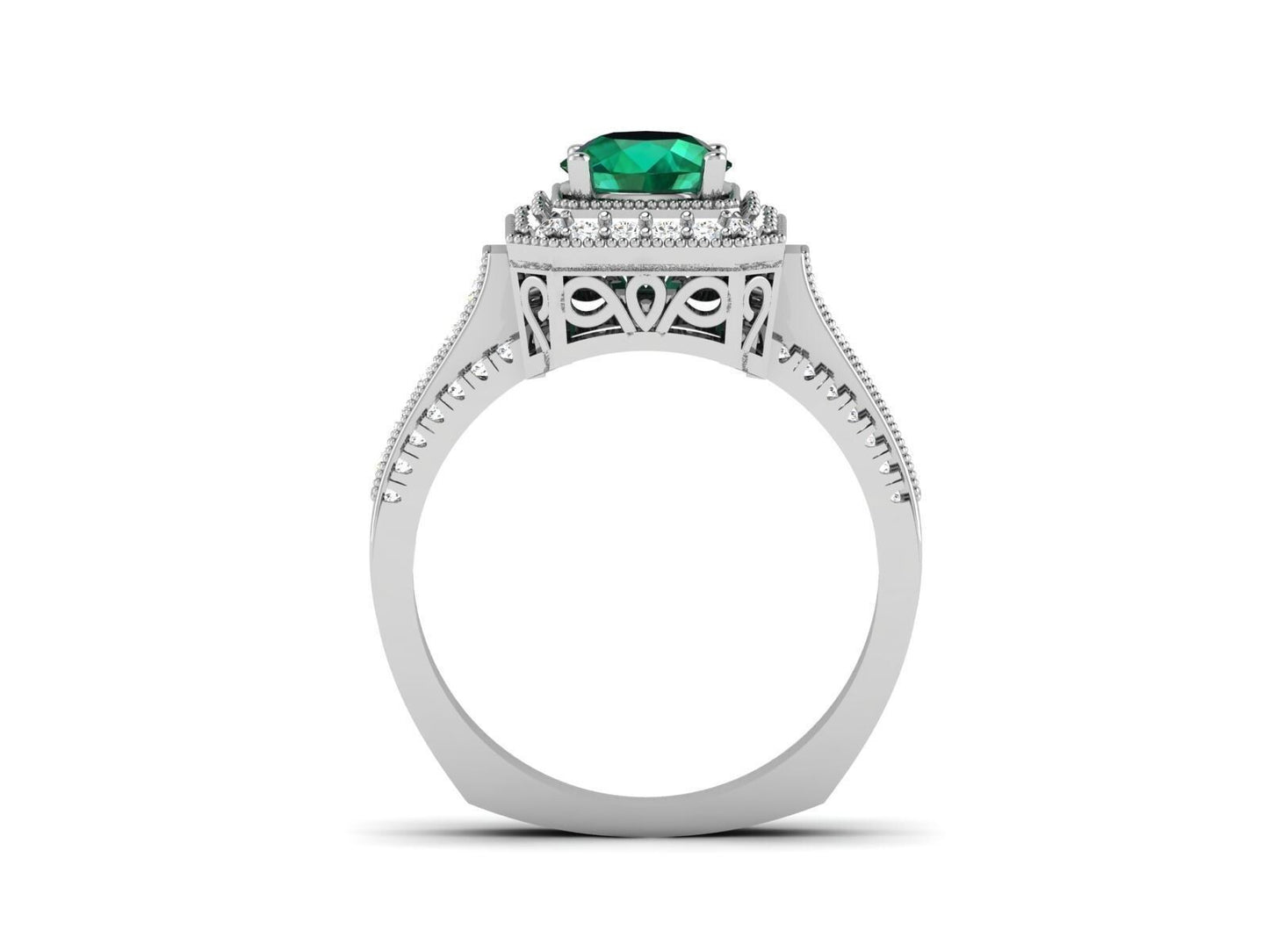 Natural Emerald Round Diamond Engagement Ring Anniversary Proposal Ring US5-15