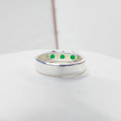 Round Cut Emerald Eternity Engagement Ring 925 Silver 3 Stone Women Ring Us5~ 15