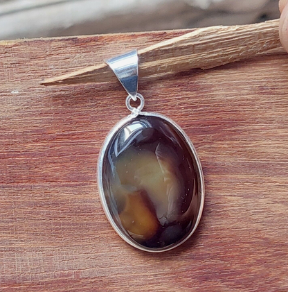 Brown Banded Agate 925 Sterling Silver Handmade Pendant Anniversary Gift For Her