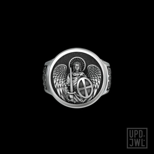 Saint Michael Archangel Men’s Ring Silver Handmade Ring Archangel Michael Us7~15