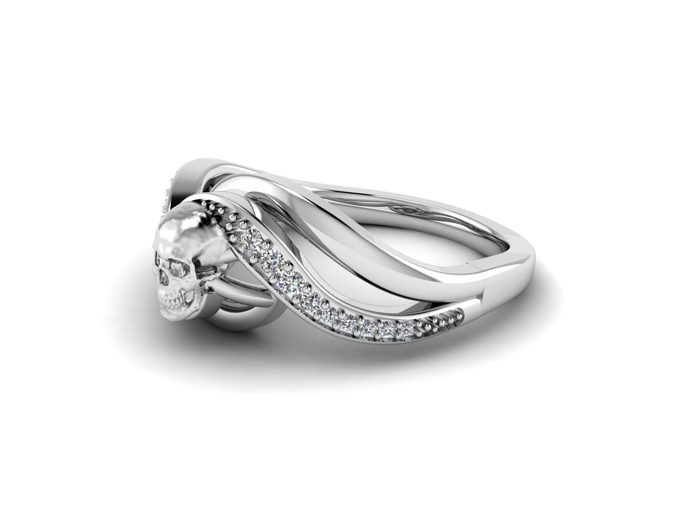 Best Quality Skull Ring Gothic Biker Skull CZ Punk Silver Ring Fast Ship US5~15