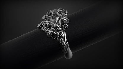 Vintage 925 Silver Skull Ring Bold Handmade Large Dark Aesthetic for Men US5~ 15
