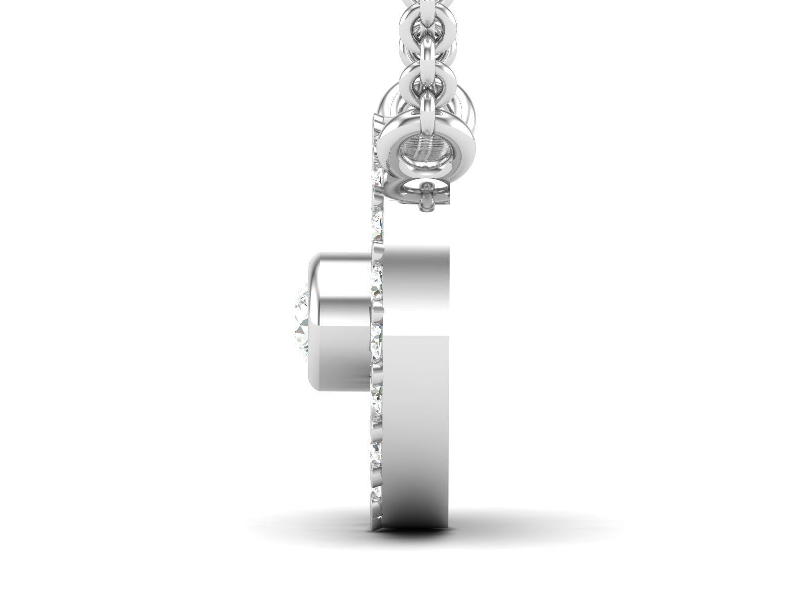 Halo Pendant Moissanite Diamond Round Engagement Necklace Silver