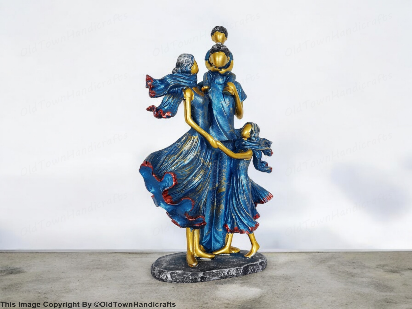 Resin Family Showpiece Blue Home Decor Accent Gift for Living Room Bed Room