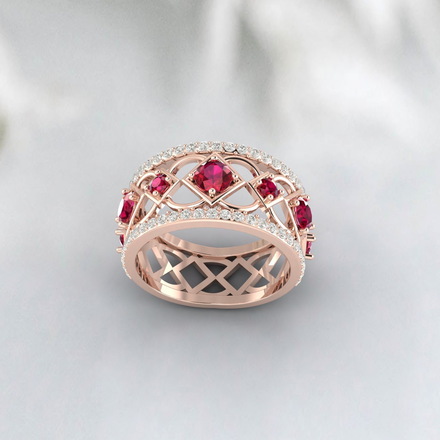 Natural Ruby 925 Sterling Silver Rose Gold Promise Ring Wedding Anniversery Gift