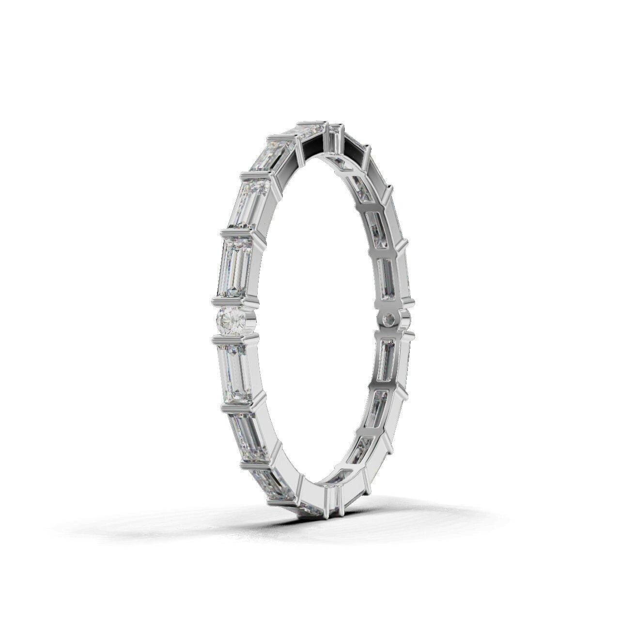 Baguette Moissanite Eternity Band Silver Baguette Wedding Gift Women Ring US5~15