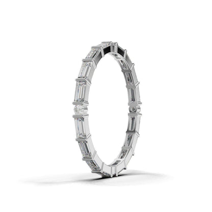 Baguette Moissanite Eternity Band Silver Baguette Wedding Gift Women Ring US5~15