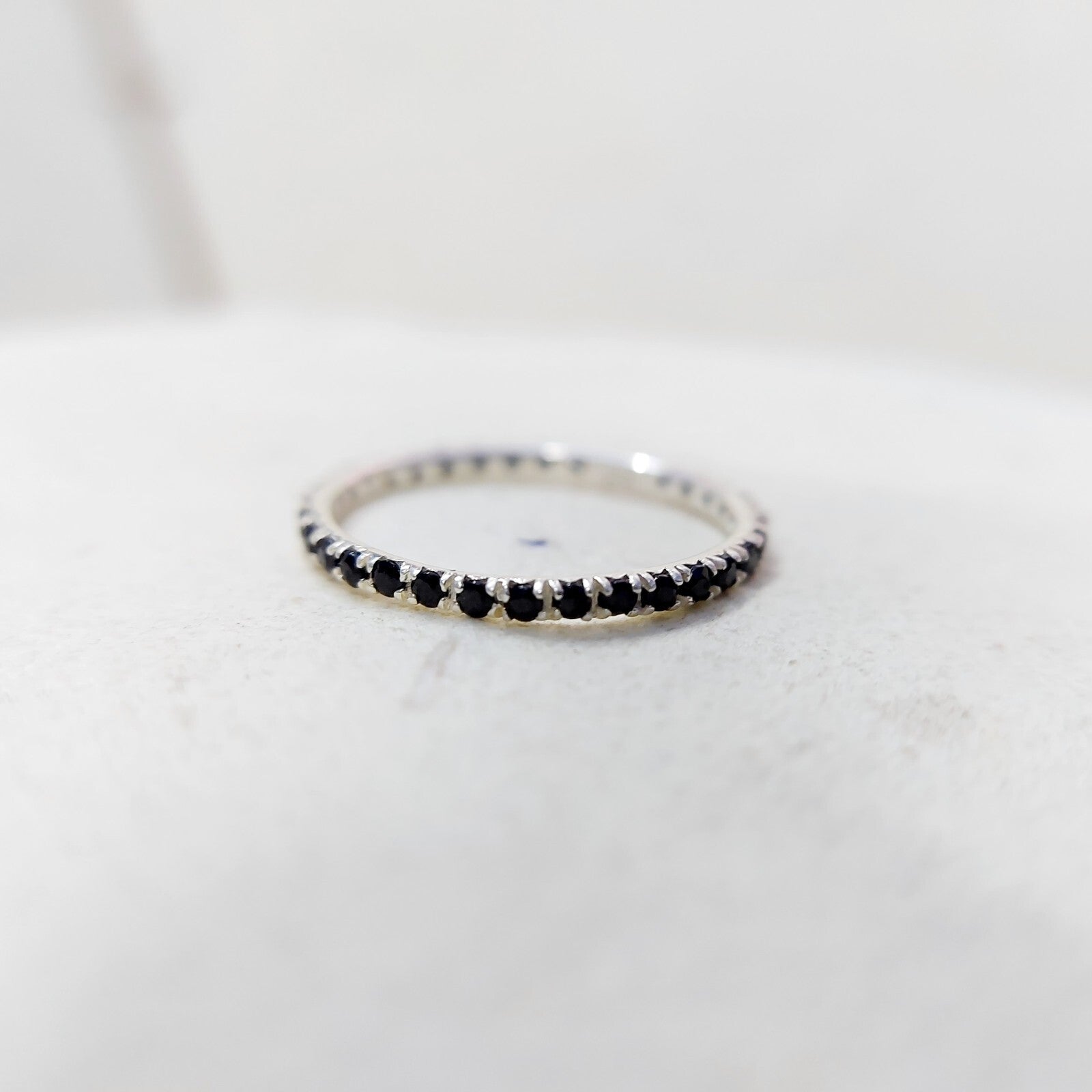 Black Onyx Gemstone Silver Handmade Eternity Engagement Women Gift Ring Us5~15