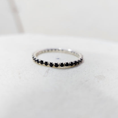 Black Onyx Gemstone Silver Handmade Eternity Engagement Women Gift Ring Us5~15