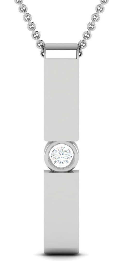 925 Sterling Silver Round Cut Solitaire CZ Pendant Gift For Him Family Necklace