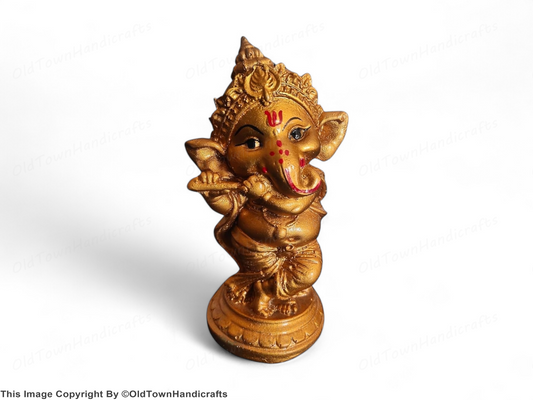 Handcrafted Golden Ganesh Idol Lord Ganesha Statue for Home Office Pooja Decor
