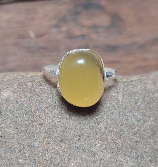 Beautiful Unique Vintage Oval Yellow Agate Ring,925 Sterling Silver Agate Ring