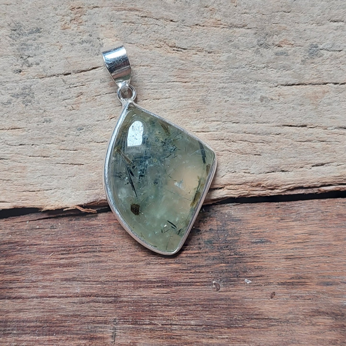 Natural Moss Agate Fancy Shape Pendant 925 Sterling Silver Perfect Gift For Her