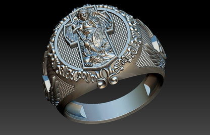 St Michael Archangel Ring 925 Sterling Silver San Miguel Amulet Men Gift US5~ 15