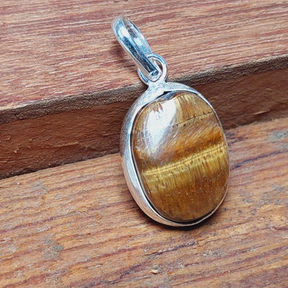 Oval Tiger Eye Pendant Necklace 925 Sterling Silver Necklaces Birthday Gift