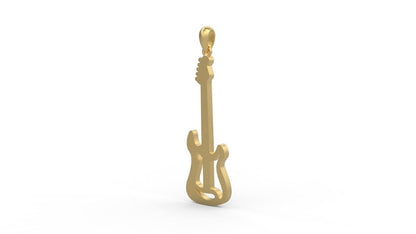 Handmade Brass Guitar Pendant Necklace Rock Roll Music Gift For Guitar Players