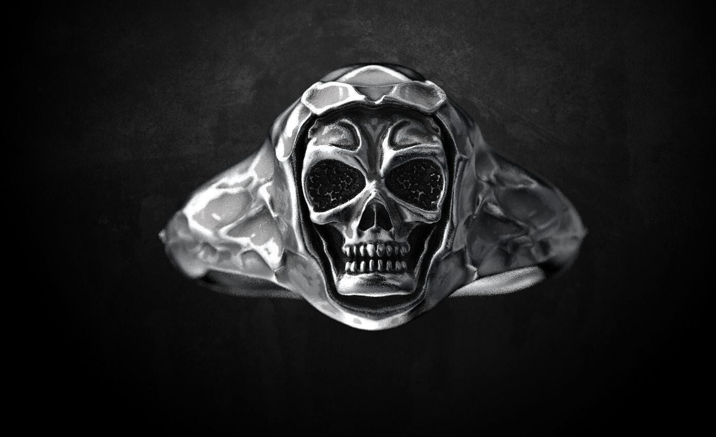 925 Sterling Silver Skull Ring Gothic Biker Punk Hip Hop Men Jewelry Ring US5~15