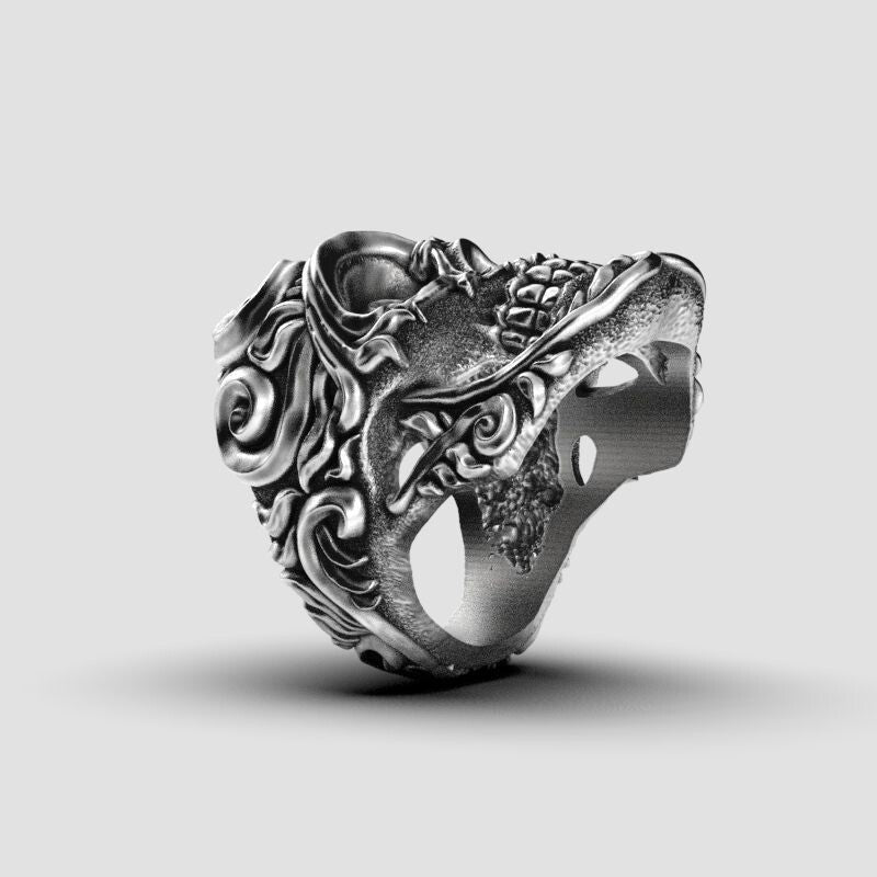 King Baby Studio Large Full Baroque Skull Ring Fine Silver Wedding Ring US5~15