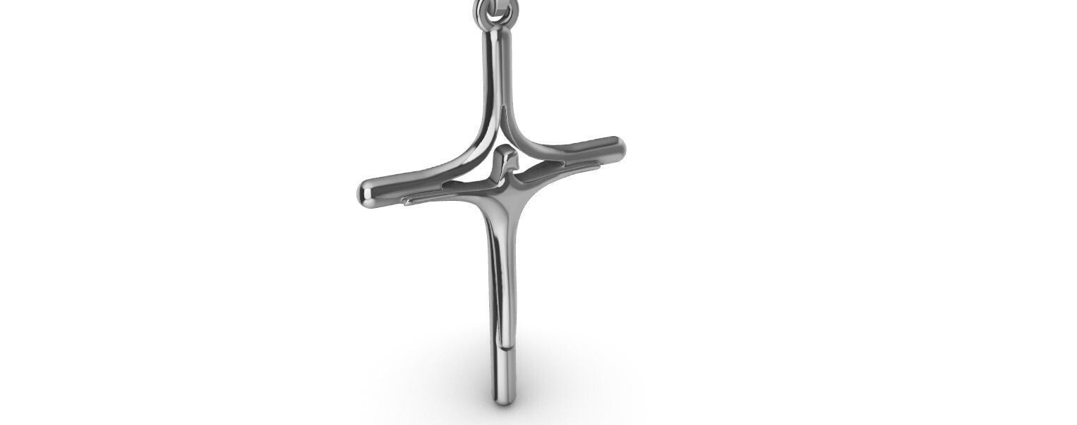 925 Sterling Silver Stylized Cross Jesus Pendant Cross Necklace Wedding Gift
