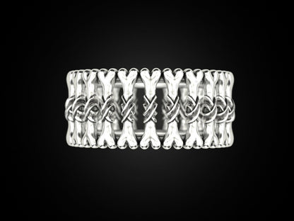 925 Silver Gothic Bone Ring US5~15 Biker Punk Style Band Men Statement Gift Ring