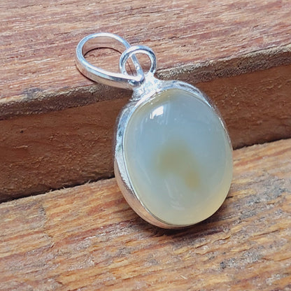 Natural Gray Agate Slice Pendant,925 Sterling Silver Light Gray Agate Necklaces
