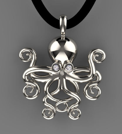 Silver Octopus Pendant for Men Cephalopod Handcrafted Octopus Necklace Jewelry