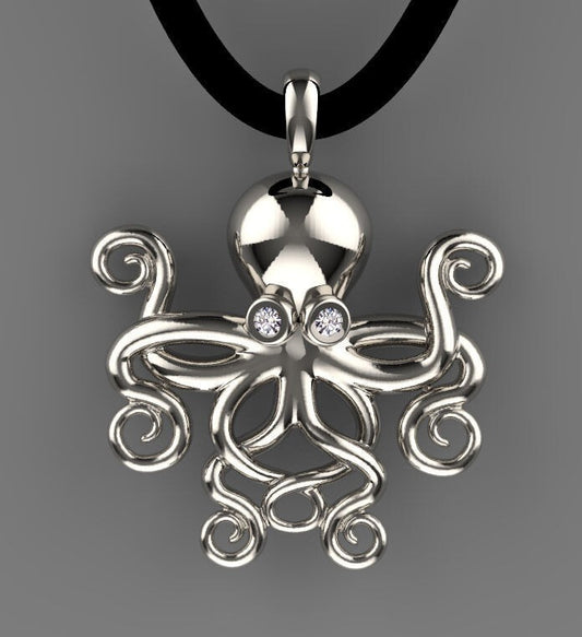Silver Octopus Pendant for Men Cephalopod Handcrafted Octopus Necklace Jewelry