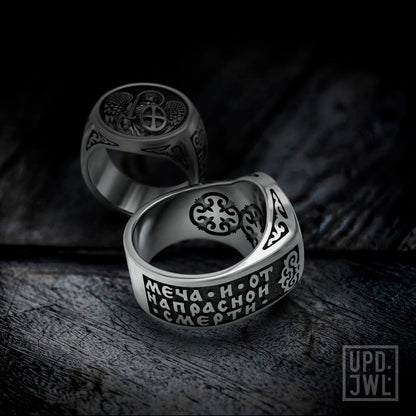 925 Silver Archangel Michael Christian Ring Saint Catholic Religious Ring Men