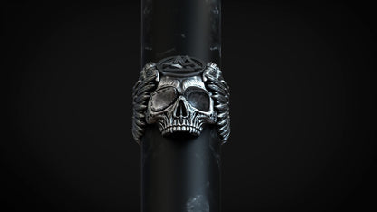 Viking Odin Ring Valknut Raven Skull Norse Warrior Band Silver Skull Ring US5~15