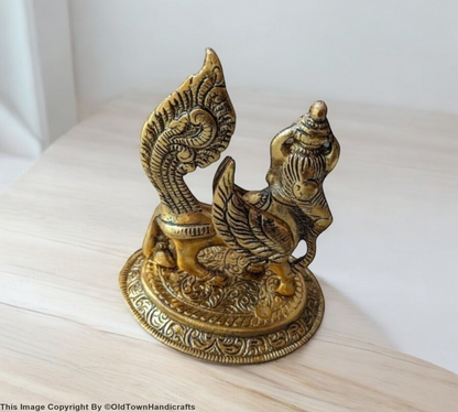 Handcrafted Brass Kamdhenu Cow Idol Gold Decorative Showpiece for Home Decor