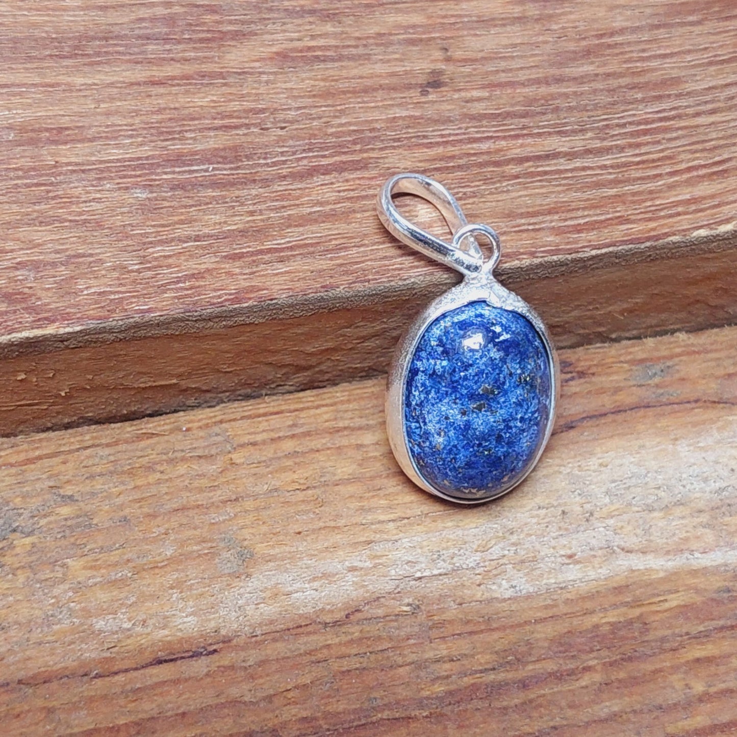925 Sterling Silver Ovel Lapis Lazuli Pendant Necklace,September Birthstone Gift