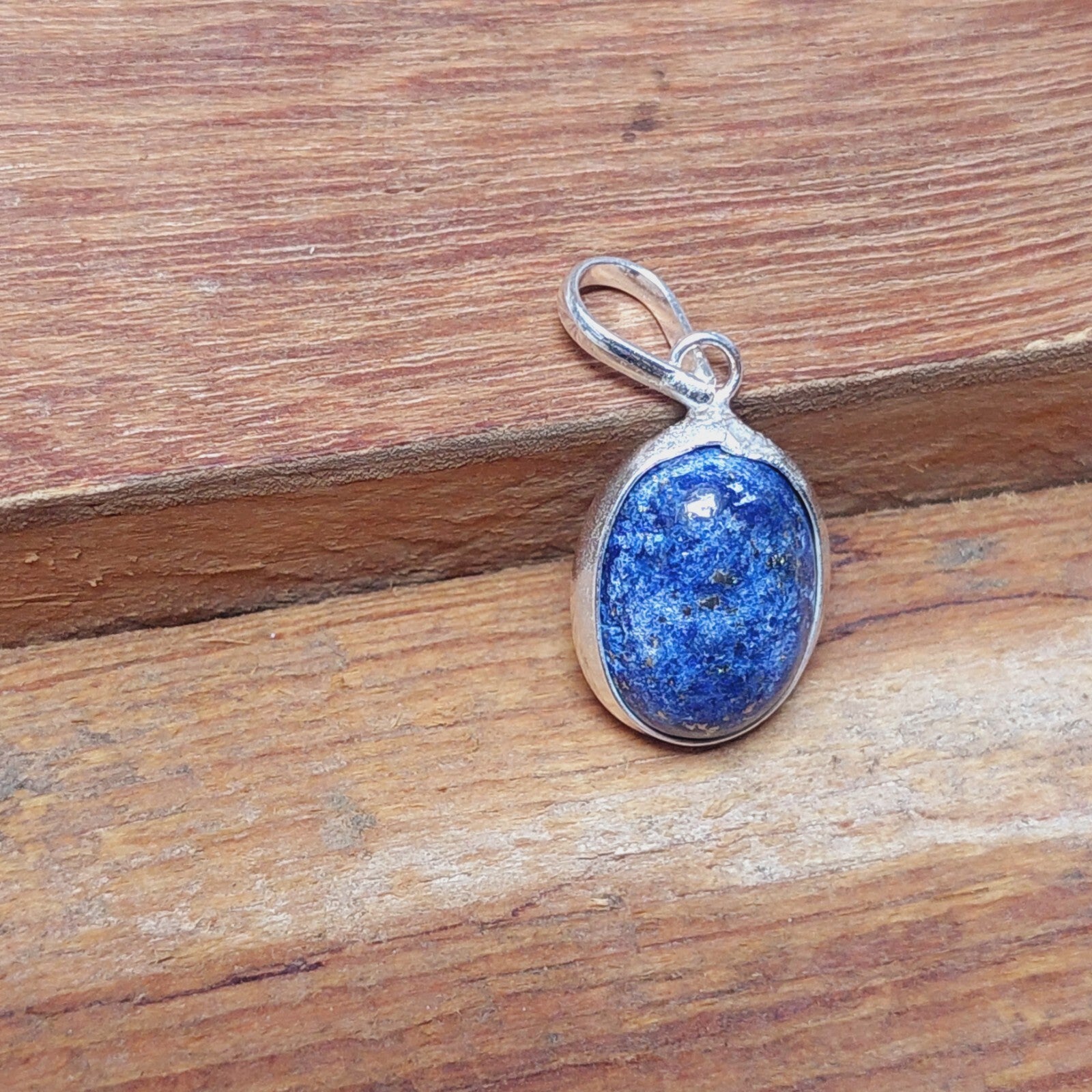 925 Sterling Silver Ovel Lapis Lazuli Pendant Necklace,September Birthstone Gift