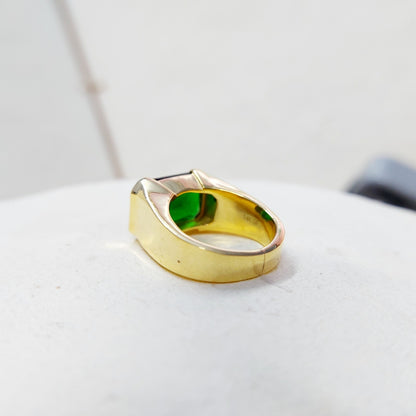 Natural Emerald Gemstone Signet Ring 925 Silver Men Band Anniversary Gift US5~15