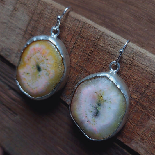 Unique Natural Color Solar Quartz 925 Sterling Silver Handmade Drop Earrings