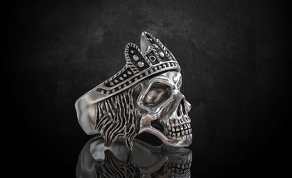 Biker Rider King Monarch Gothic Skull Crown Ring 925 Silver Skull Ring US5-15