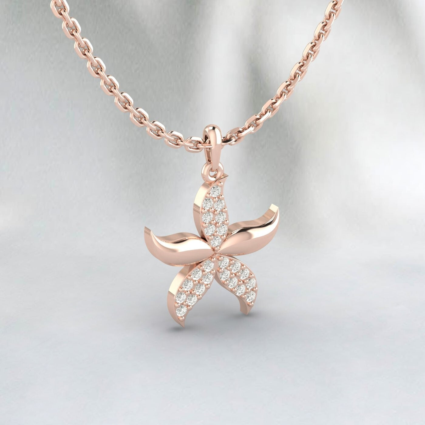 925 Sterling Silver Star Fish Necklace Sea Star Pendant Jewelry For Women