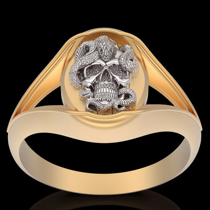 Handmade Skull Snake Ring Brass Punk Biker Skull Vintage Style Jewelry US5~15