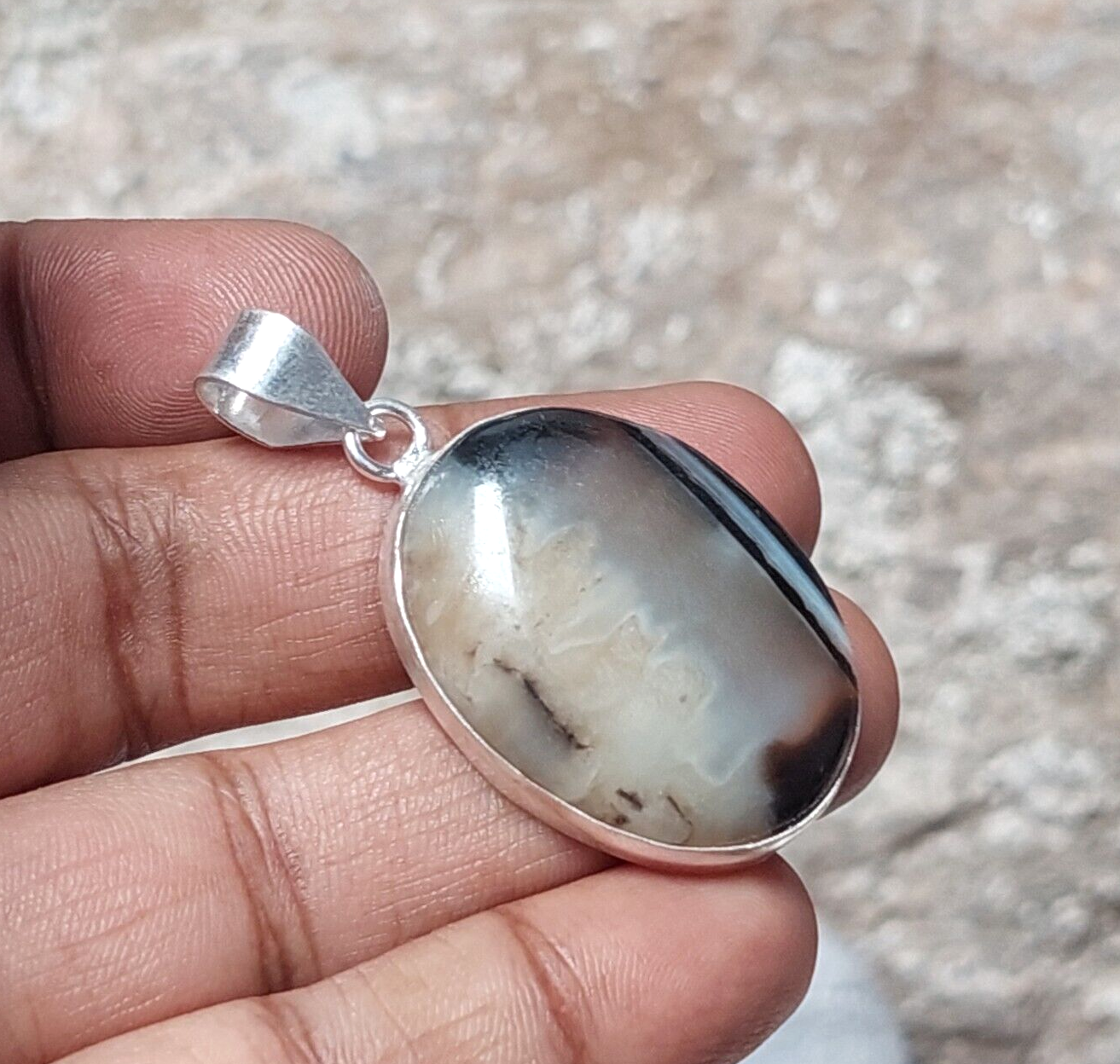 Natural Montana Agate Gemstone 925sterling Silver Boho Pendant Jewelry For Girls