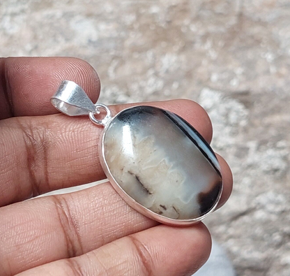 Natural Montana Agate Gemstone 925sterling Silver Boho Pendant Jewelry For Girls