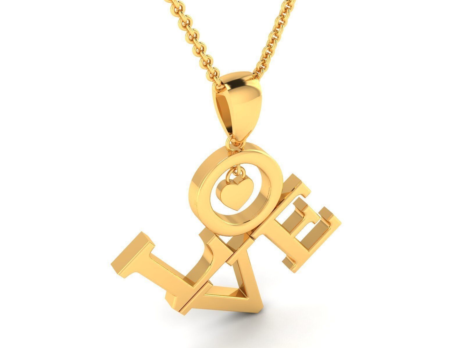 I Love You Heart Pendant Necklace Brass Valentines Gift for Wife Daughter Mom