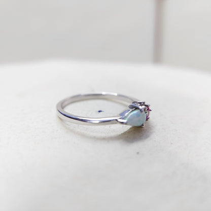 Opal Pink Tourmaline Wedding Band Silver Engagement Wedding Women Ring US5~15