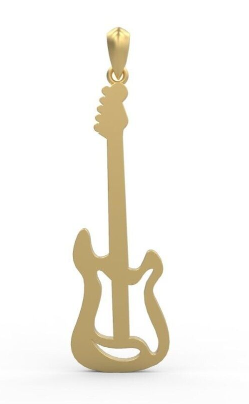 Handmade Brass Guitar Pendant Necklace Rock Roll Music Gift For Guitar Players