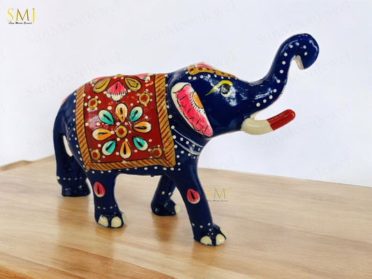 Elephant Hand Painted Enamel Erawat Elephant Statue for Luck Prosperity And Gift
