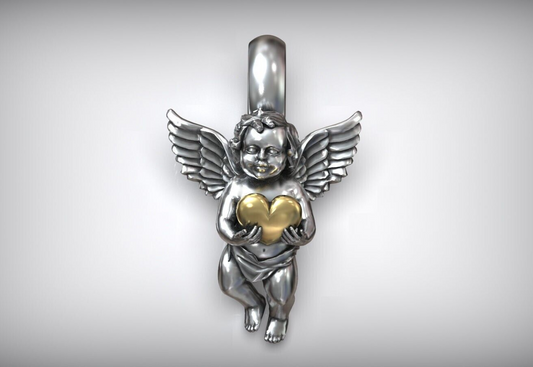 925 Sterling Silver Angel Wings Heart Pendant Angel Charm Necklace Jewelry Gift