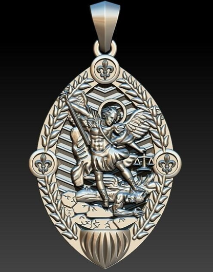 925 Silver San Miguel St Michael Archangel Gothic Charm Pendant Necklace For Men