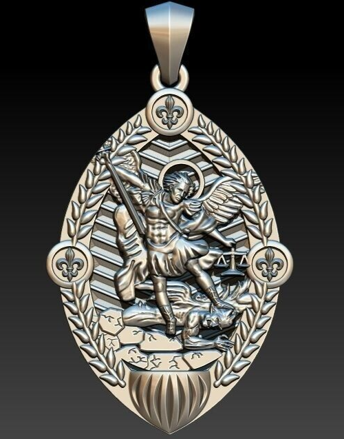 925 Silver San Miguel St Michael Archangel Gothic Charm Pendant Necklace For Men